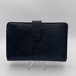 Louis Vuitton Black Epi Vintage Kisslock Bifold Wallet w/ COA